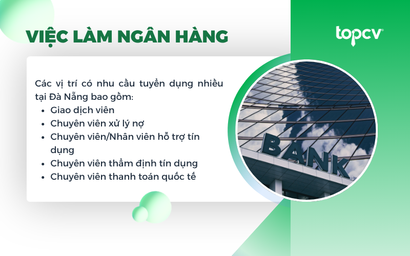 Ngành Ngân hàng Đà Nẵng tuyển nhiều Giao dịch viên, Chuyên viên xử lý nợ, Chuyên viên thẩm định tín dụng, v.vv..
