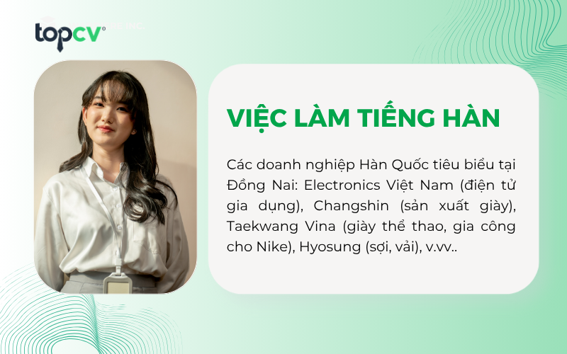 Việc làm tiếng Hàn tại Đồng Nai đa dạng, đến từ nhiều doanh nghiệp/tập đoàn lớn