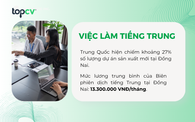 Biên phiên dịch tiếng Trung tại Đồng Nai có mức lương trung bình là 13.300.000 VNĐ/tháng