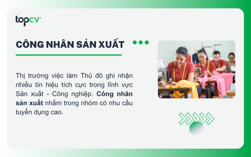 Thị trường việc làm Hà Nội có nhu cầu tuyển dụng cao đối với Công nhân sản xuất