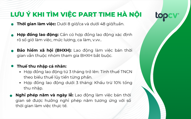 Những điều cần lưu ý khi tìm việc làm part time tại Hà Nội