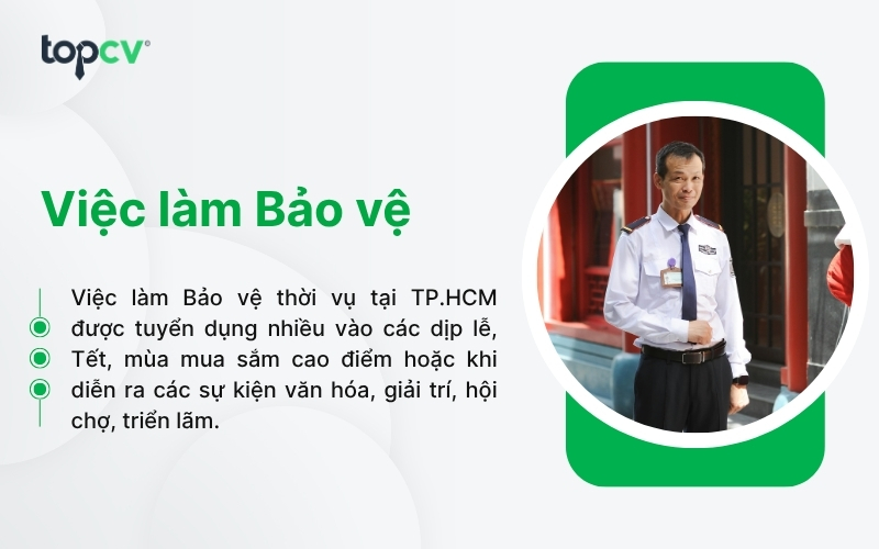 Việc làm Bảo vệ thời vụ tại TP.HCM được tuyển dụng nhiều vào các dịp lễ, Tết, mùa mua sắm cao điểm