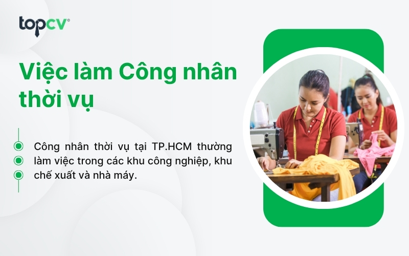 Công nhân thời vụ tại TP.HCM thường làm việc trong các khu công nghiệp, khu chế xuất và nhà máy