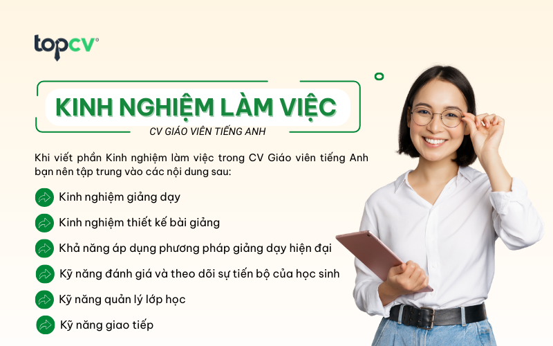 Cách viết Kinh nghiệm làm việc trong CV Giáo viên tiếng Anh