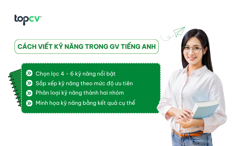 Cách viết kỹ năng trong CV Giáo viên tiếng Anh