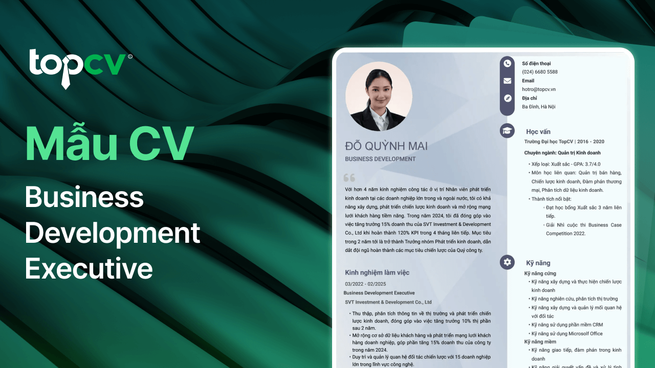 TOP 37 mẫu CV Business Development Executive (Nhân viên phát triển kinh ...