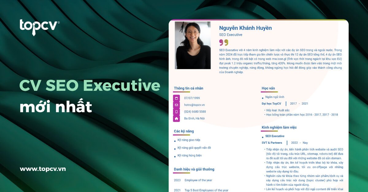 TOP 32 mẫu CV SEO Executive 2025 - Tiếng Việt